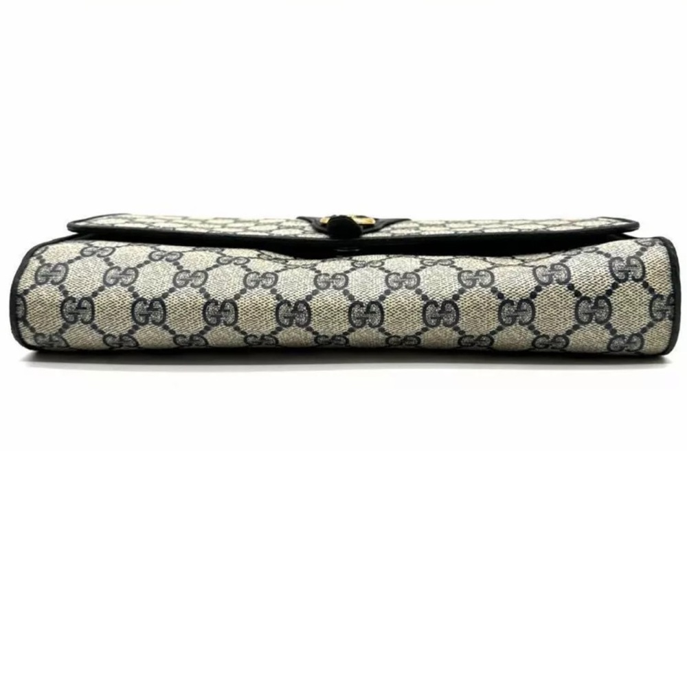 GUCCI GG Supreme Horse Bit Navy Clutch Crossbody Bag Silver Hardware DUST BAG - Picture 11 of 14